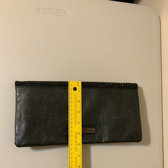 BCBGeneration Beaded Envelope Fold-over Clutch Gunmetal Magnetic Closure - Picture 6 of 8